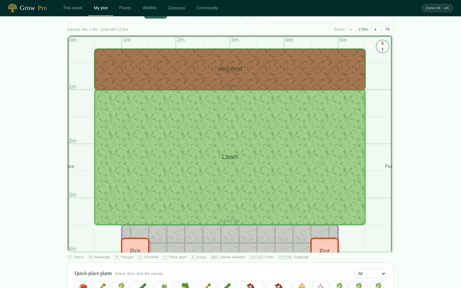 Grow Pro visual garden planner on laptop